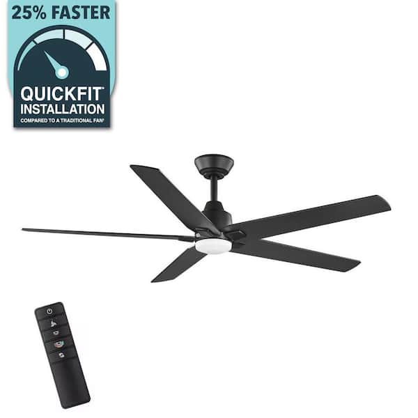 Vinwood 56 in. Indoor White Color Changing LED Matte Black Ceiling Fan with Remote Control Powered by Hubspace