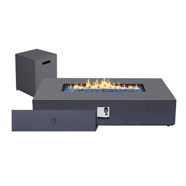 PATIO WATCHER 56-Inch Rectangle Iron Gas Fire Pit Table, Includes Tank ...