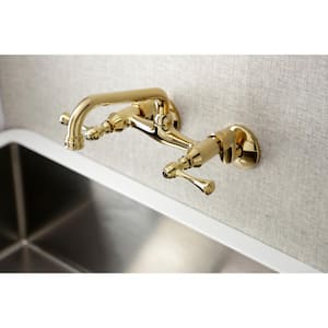 Magellan 2-Handle Wall-Mount Standard Kitchen Faucet in Polished Brass