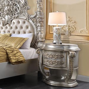 Danae Champagne and Gold Finish 2 Drawer 35 in. W Nightstand