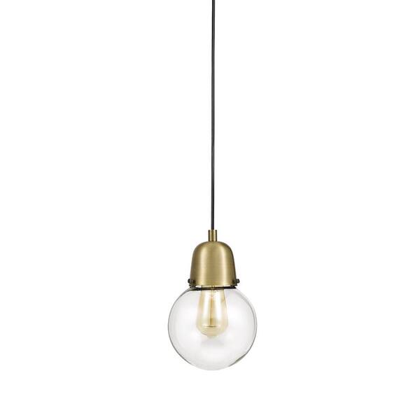 Cresswell 9.75 in. Antique Brass Mid-Century Modern Swag Pendant and LED Bulb