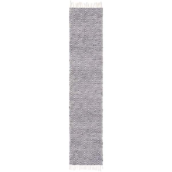 Chunky Jute Assam White Navy 2' 2 x 10' 0 Area Rug