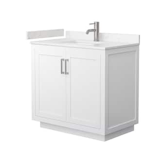 Miranda 36 in. W Single Bath Vanity in White with Cultured Marble Vanity Top in Light-Vein Carrara with White Basin
