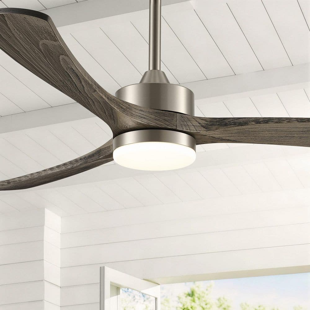 52 in. Nickel Gray Wood Downrod Mount Standard Ceiling Fan with Dimmable Adjustable Integrated LED Light with Remote price history on PriceWatchPro