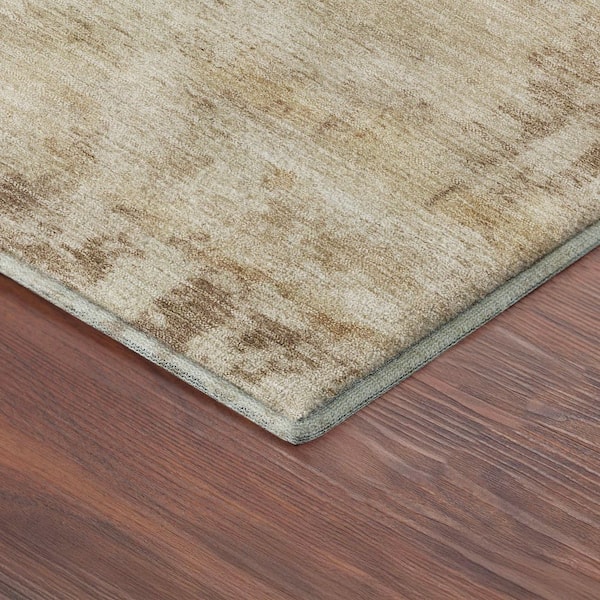 Mayfield Premium Machine Washable Abstract AMF2371 Beige 3 ft. x 4 ft. Area Rug