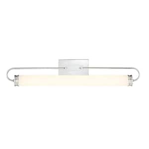 Tellie 35 in. Chrome Integrated LED Vanity Light Bar with White Glass Shade