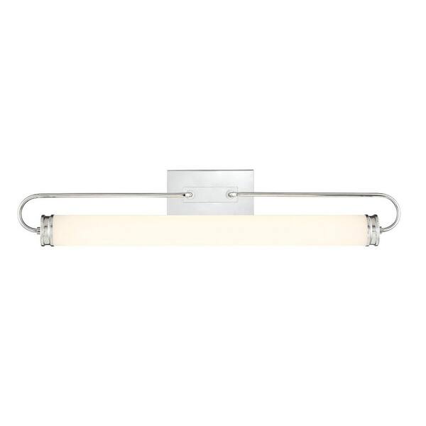 Eurofase Tellie 35 in. Chrome Integrated LED Vanity Light Bar with White Glass Shade