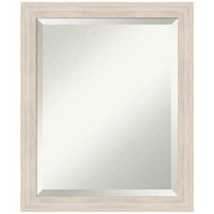 Hardwood 18.88 in. x 22.88 in. Rustic Rectangle Framed Whitewash Narrow Bathroom Vanity Wall Mirror