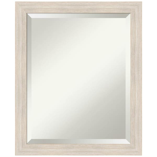 Amanti Art Hardwood 18.88 in. x 22.88 in. Rustic Rectangle Framed Whitewash Narrow Bathroom Vanity Wall Mirror