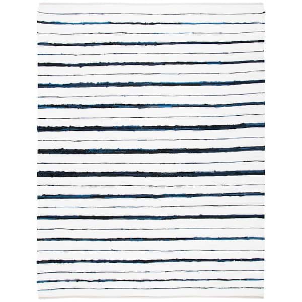 SAFAVIEH Montauk Navy/Ivory 8 ft. x 10 ft. Striped Border Area Rug