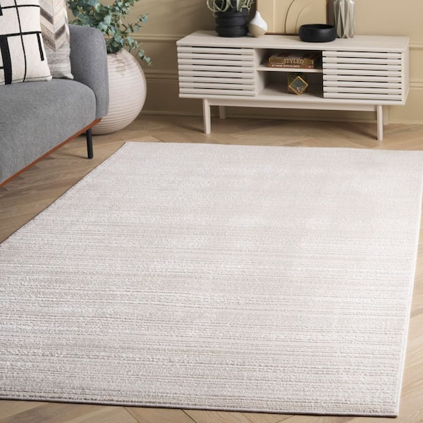Harmony 7 ft. x 7 ft. Ivory Solid Striped Square Area Rug