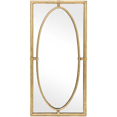 Medium Rectangle Gold Antiqued Classic Mirror (30 in. H x 14 in. W)