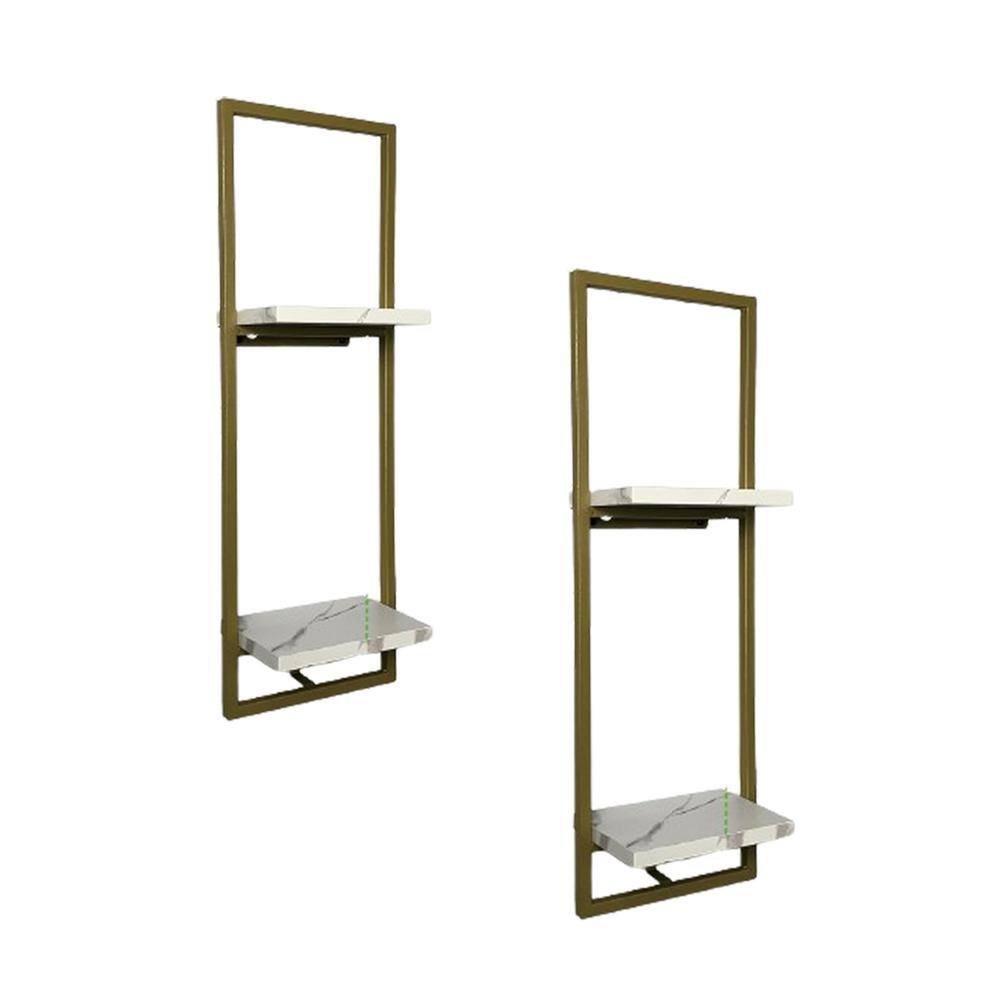 8.1 in. W x 4.9 in. D Gold Modern Farmhouse Floating Shelf Decorative Wall 
