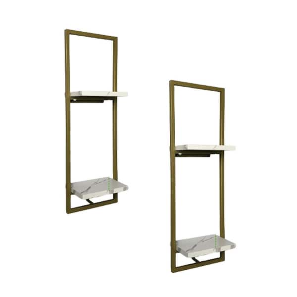 Unbranded 8.1 in. W x 4.9 in. D Gold Modern Farmhouse Floating Shelf Decorative Wall Shelf, Set of 2