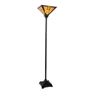 71 in. Multi-Colored Tiffany Style LED Torchiere Floor Lamp