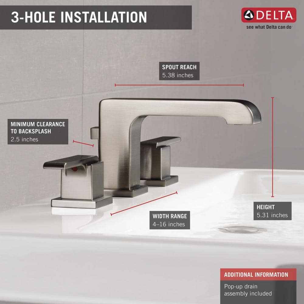 Modern Black and Stainless Steel Widespread Bathroom Faucet with ADA Compliance