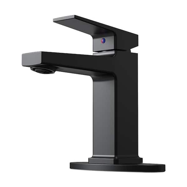 Unbranded Matte Black Single Handle Bathroom Faucet 4. 14in Height with Deck Plate for 1 or 3 Holes 1.5 GPM for Vanity or RV Use