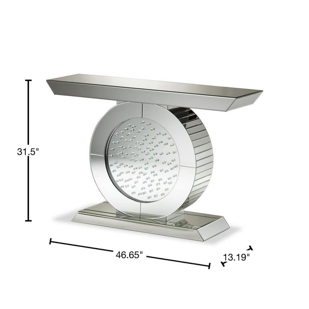 Elegant Cagney 46'' Silver Mirrored Glam Console Table