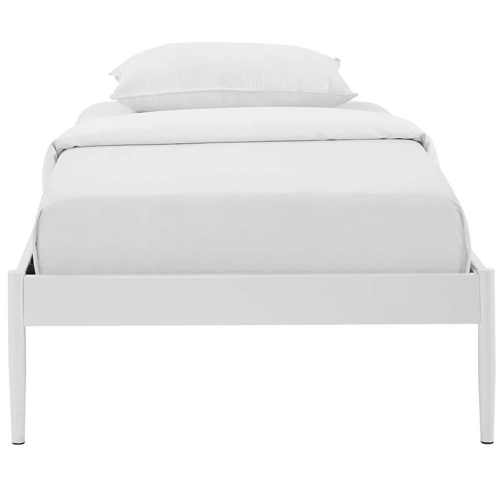 Elsie Modern Twin White Metal Frame Upholstered Bed with Slats