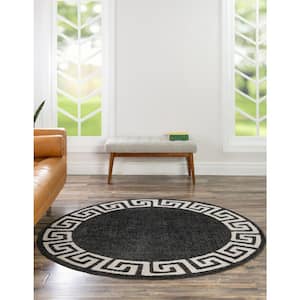 Athens Modern Charcoal 6' 0 x 6' 0 Round Rug