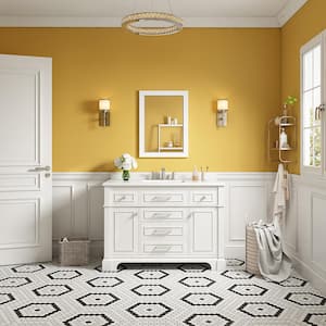 Melpark 48 in. W x 22 in. D x 34.5 in. H Bath Vanity in White with White Cultured Marble Top