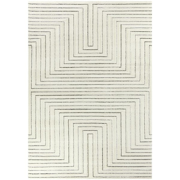 Carmody Cream 5 ft. x 7 ft. Modern Stripe Area Rug
