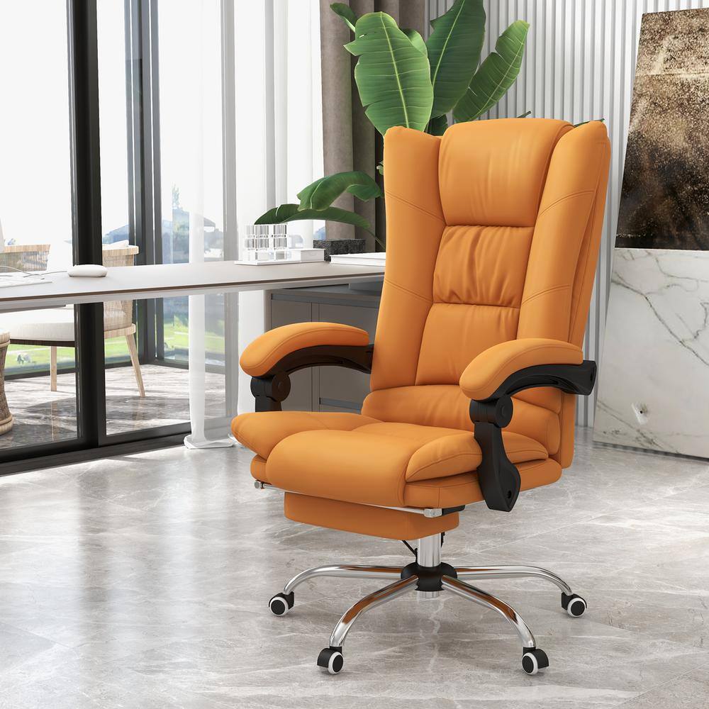 Light Brown High Back Leather Swivel Massage Office Chair