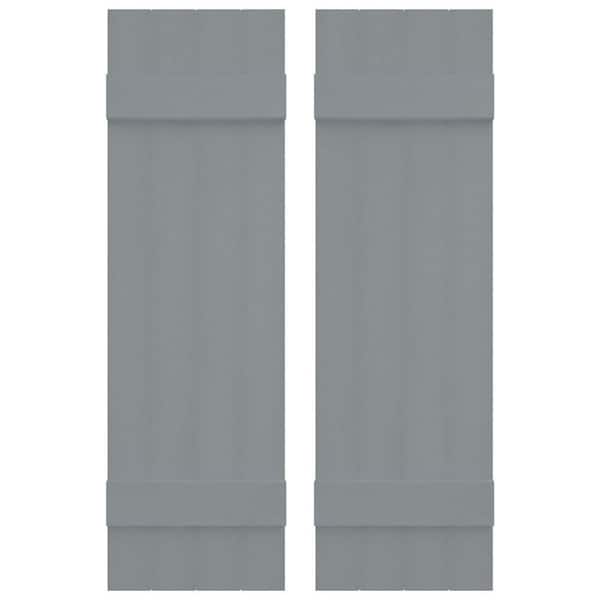 TailorMade 14 in. W x 26 in. H Vinyl Board and Batten Shutters Pair in Platinum