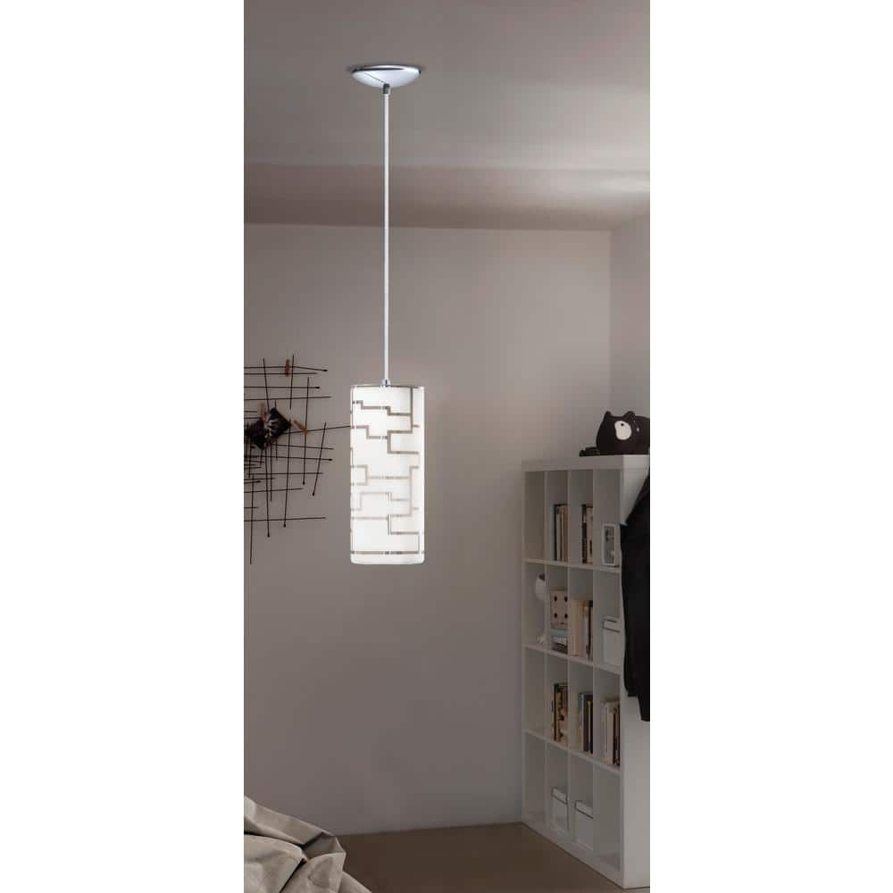 Bayman Chic Modern Chrome Mini Pendant with White Glass