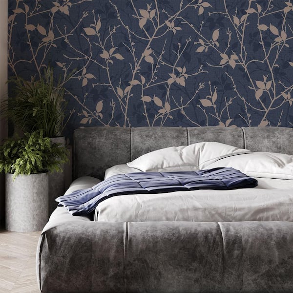 Belle Navy and Copper Wallpaper Sample
