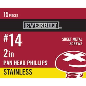 #14 x 2 in. Stainless Steel Phillips Pan Head Sheet Metal Screw (15-Pack)