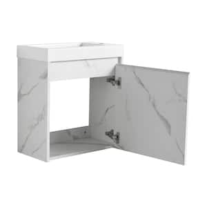 20 in. W x 10 in. D x 21 in. H Wall Mounted Bath Vanity in White with White Cultured Marble Top