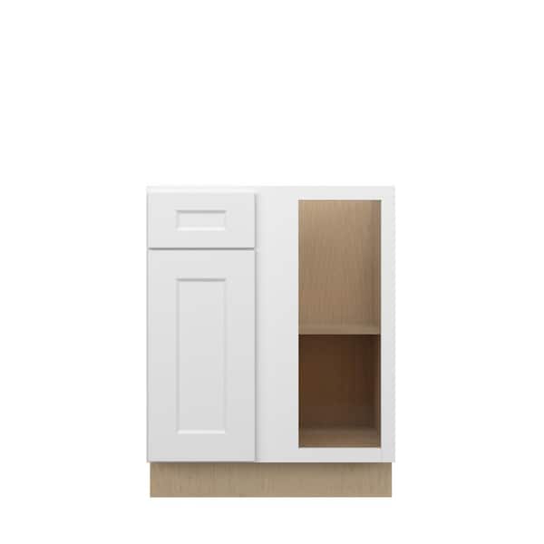 Norfolk Shaker 27 in. W x 34.5 in. H x 24 in. D in Painted White Plywood Assembled Corner Blind Base-Right