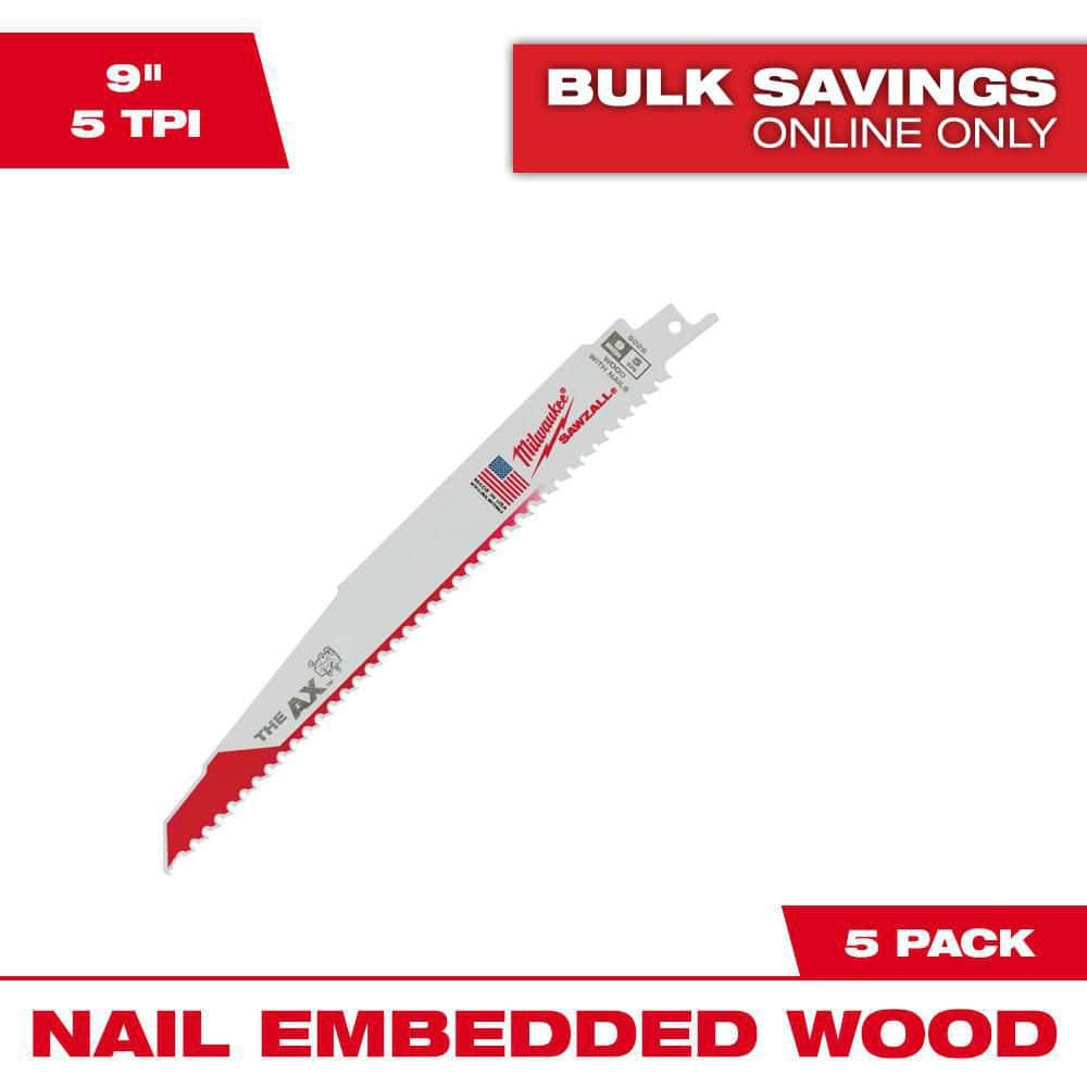 9 in. 5 Teeth AX Nail Embedded Wood Cutting SAWZALL Reciprocating Saw Blades (5-Pack) price history on PriceWatchPro