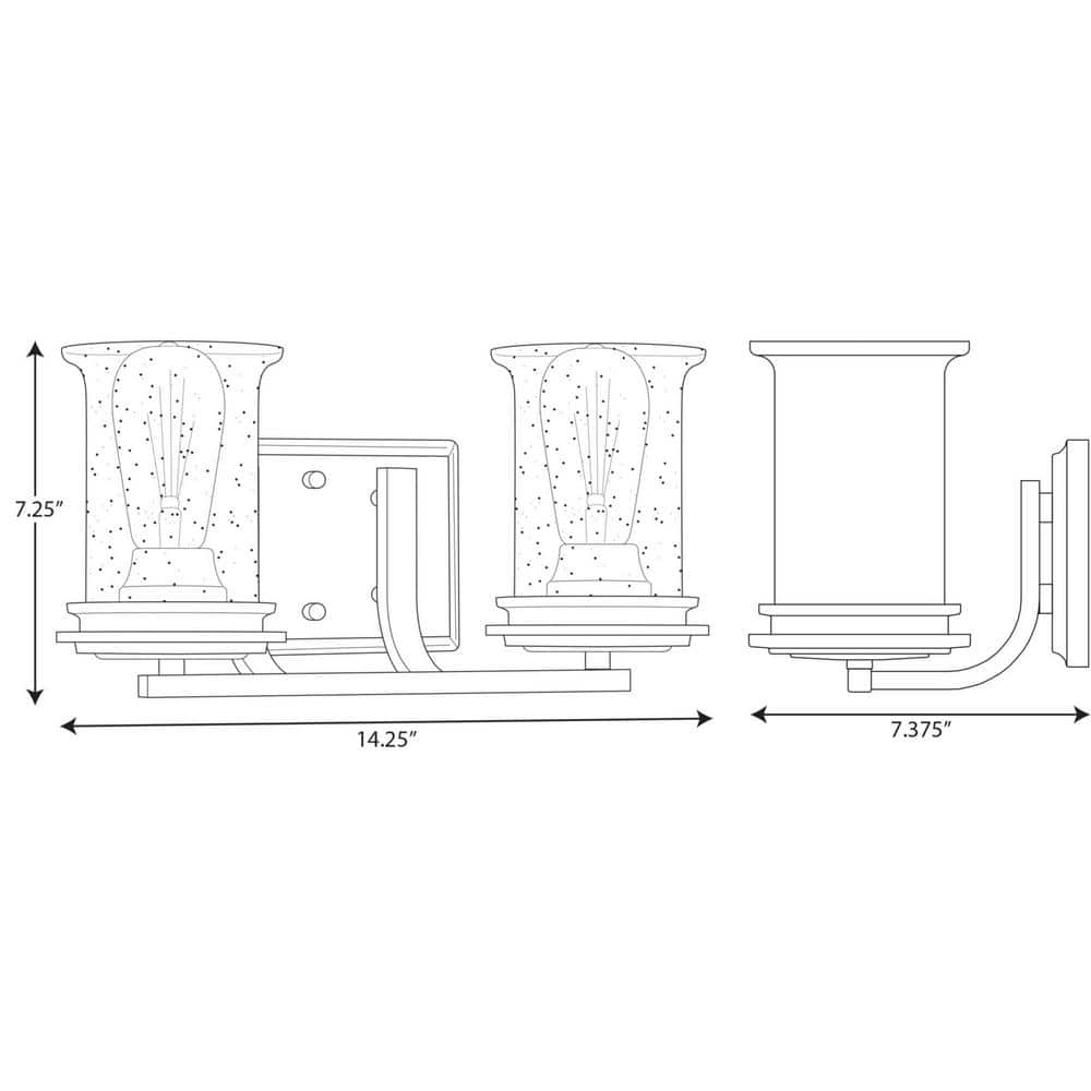 Winslett Brushed Nickel 2-Light Bath Vanity with Seeded Glass Shades