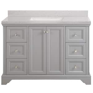 Stratfield 49 in. W x 22 in. D x 39 in. H Single Sink  Bath Vanity in Sterling Gray with Silver Ash Solid Surface Top