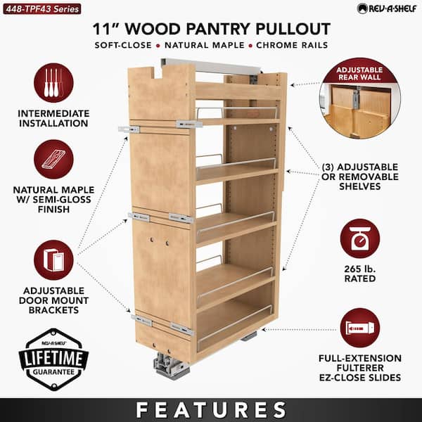 Rev-A-Shelf Wood Tall Cabinet Pullout Pantry Organizer w/ Soft