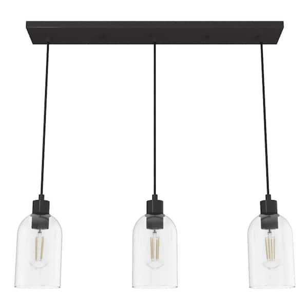 Lochemeade 3 Light Noble Bronze Shaded Chandelier with Clear Seeded Glass Shades Kitchen Light