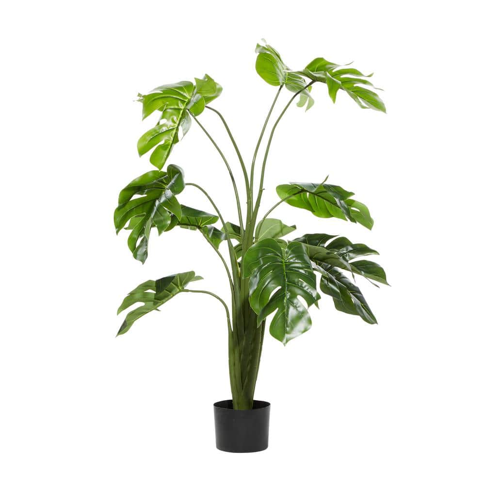48" Green Artificial Monstera Plant in Black Pot