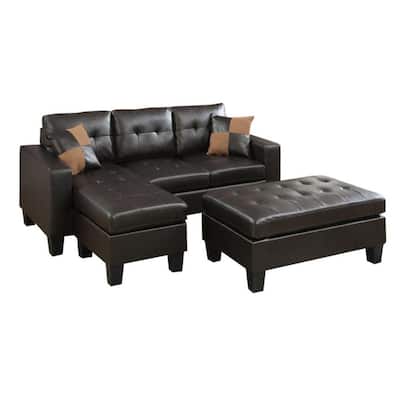 Facing Chaise Sectional Sofa, Blended Leather Sectional Sofas