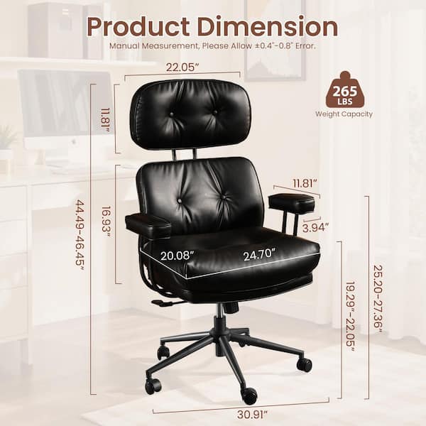 Allwex Aro PU Fabric Swivel Ergonomic Office Task Chair in Black