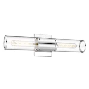 20.67 in. 2-Light Chrome Vanity Light with Clear Glass Shade