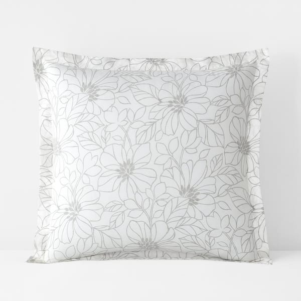 The Company Store Company Organic Cotton Abstract Floral Ivory Cotton Percale Euro Sham
