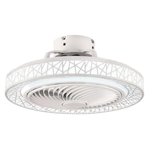 23 in. Modern Integrated LED Bird Nest Shaped Semi Flush Mount 3 Colors Dimmable White Ceiling Fan with Remote Control