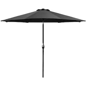 9 ft. Market Outdoor Patio Umbrella Picnic Table Umbrella with Push Button Tilt and Crank in Black