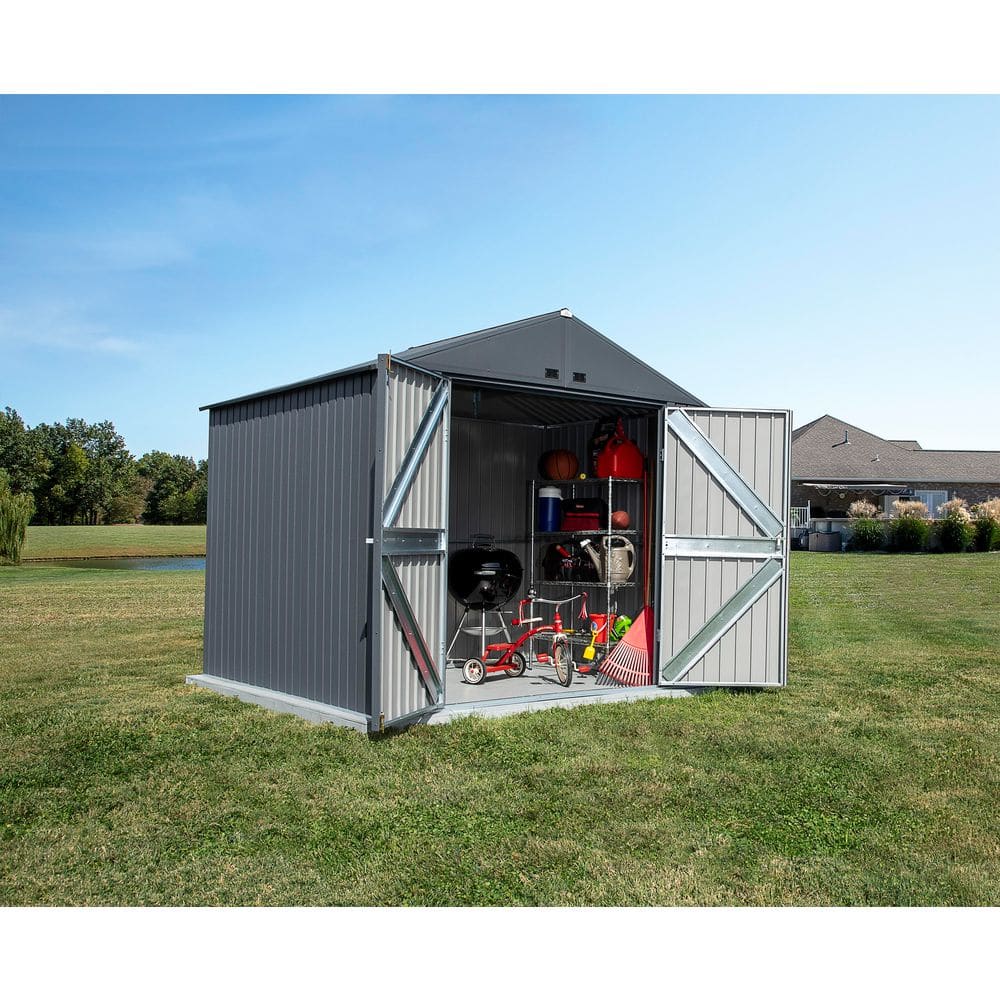 Elite 10' x 8' Anthracite Steel Storage Shed Kit