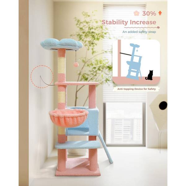 cenadinz Small Cat 47.3in Height Flower Cat Tree with Large Metal