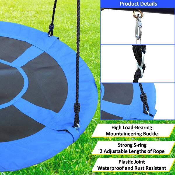 Multi-Colored Indoor, Outdoor Metal Swing Set with Safety Belt