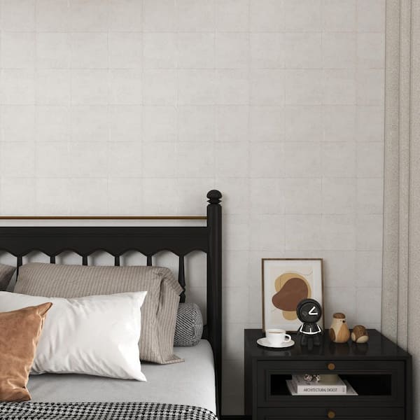 White Quadrel 23. 62in. x 197in. Peel & Stick Wallpaper Roll, Faux Brick Pattern, Non-Textured Contact Paper