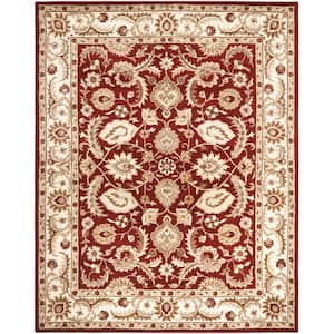Royalty Red/Ivory 8 ft. x 10 ft. Border Area Rug